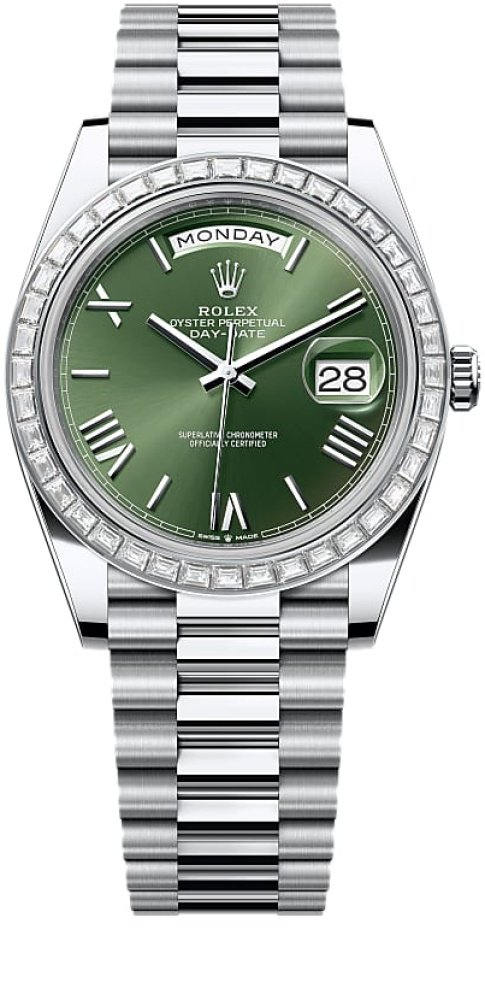 Day-Date 40<br>platinum and diamonds<br>Ref. 228396TBR