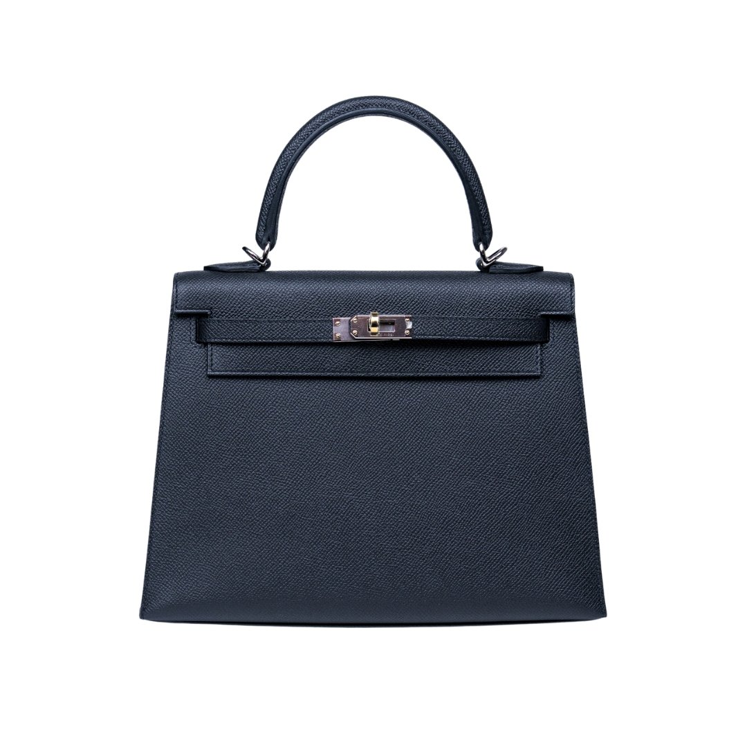 SAC KELLY II Sellier 25 Electrum Silver/Gold Veau EPS OM 89 - Noir