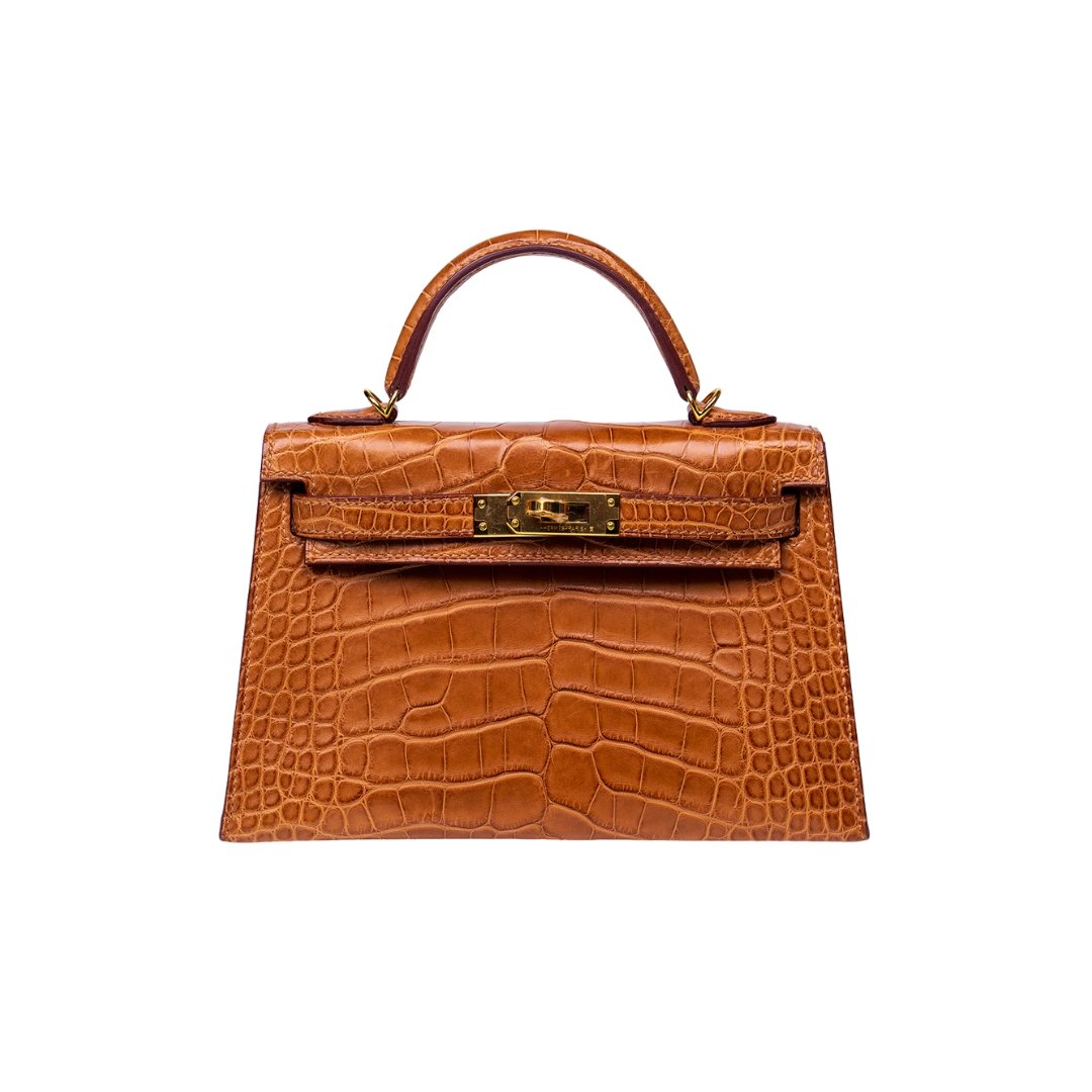 SAC Kelly II Sellier Mini Alligator Mississippienssis Mat 37 - Gold